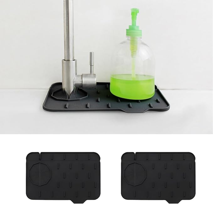 2-Pack Bytelive Silicone Sink Mat, Mini Sink Splash Guard and Soap Sponge Holder