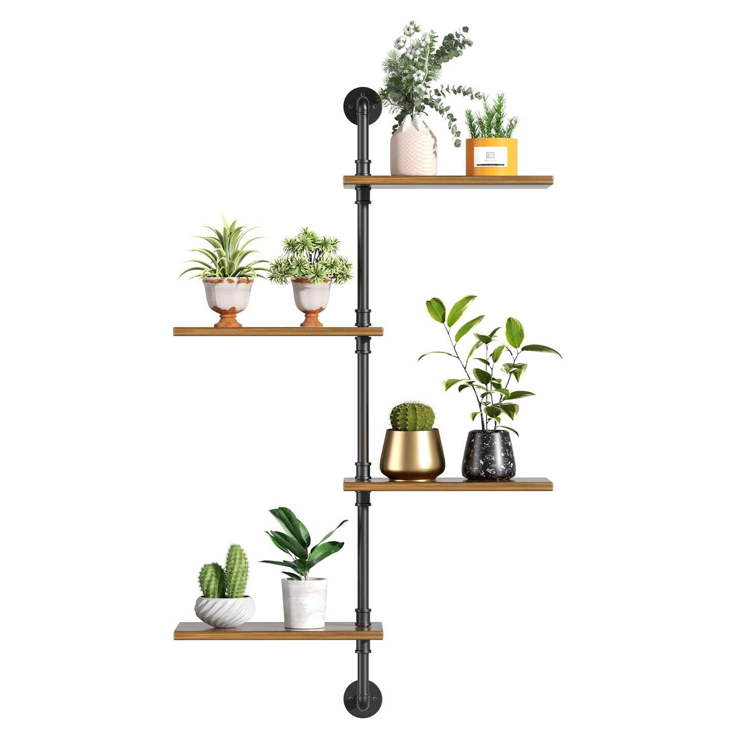 YQSLYSF 4-Tier Wooden Metal Corner Plant Stand - Floating Plant Shelf for Indoor Garden Decor (Pot up to 8")