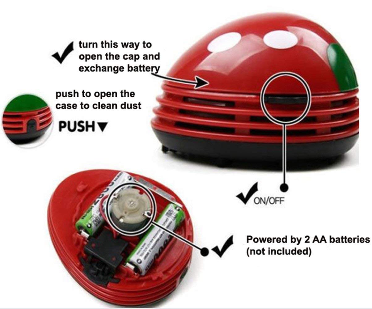 zswell Ladybug Cartoon Mini Vacuum Cleaner Dust Sweeper Cordless Corner Desktop Vacuum Cleaner Mini Cute Home Office