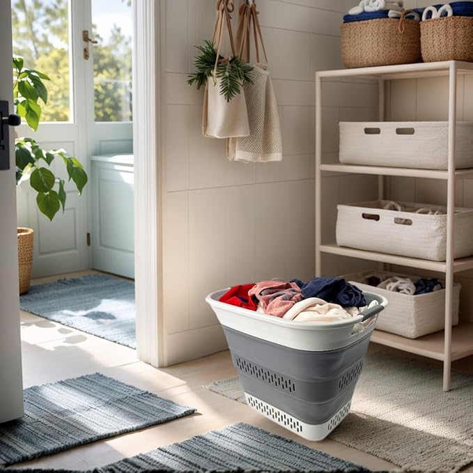 SAMMART 40L Collapsible Plastic Laundry Basket