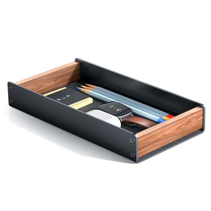 UPERGO Desk Tray Organizer Drawer for Home Office, Walnut Desk Organizer Tray for Keys, Pen, Watch