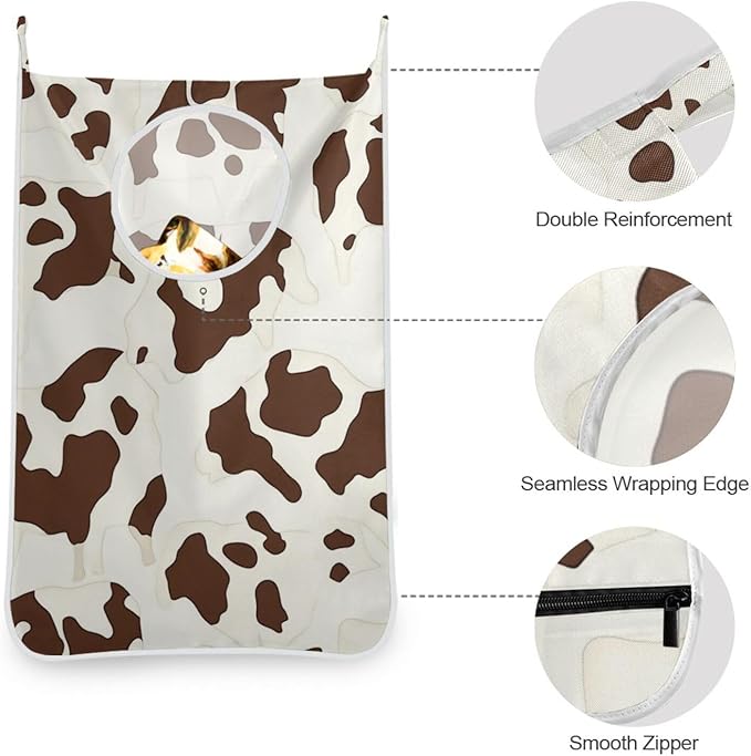 Hanging Laundry Hamper with Stainless Steel Hooks, Oxford Fabric Printing Door