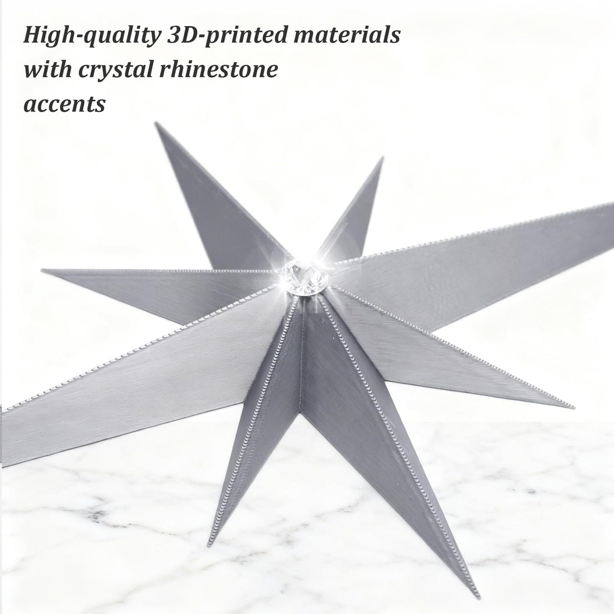 BreezeHug 6 Pcs Mid Century Modern Home Decor Star Art Wall Sculpture with Rhinestone Retro 3D Plastic Star Art Wall Sculpture Bling Diamonds Decor for Home Office Bedroom Entryway(Silver)