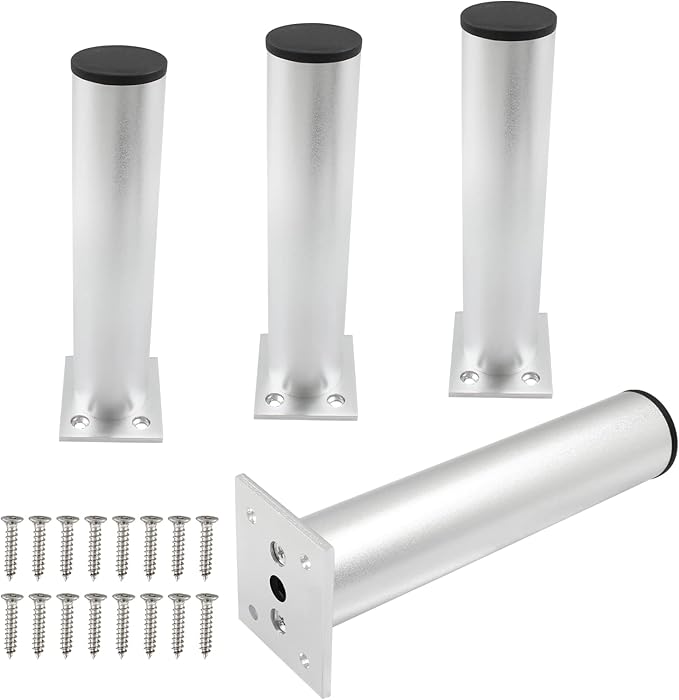 Set of 4 Aluminum Alloy Furniture Legs 7 Inch Height, 1.5 Inch Diameter