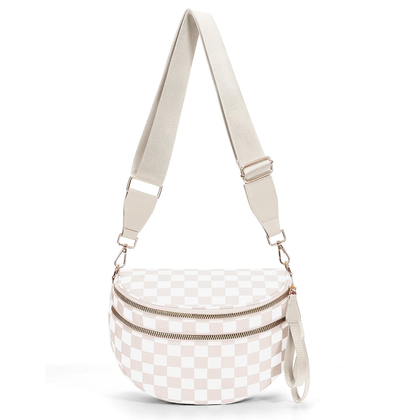 Checkered Crossbody Bum Bags for Women Nylon Checkered Purse Checkerboard Fanny Pack