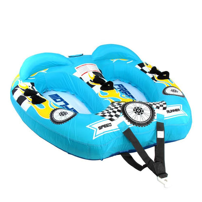 Serene Life Watersports Inflatable Towable Booster Tube - Two Person Water Boating Float Tow Raft, Inflatable Pull Boats/Tubes/Towables w/ Dual Seats, PVC Bladder, Foam Pad, Nylon Handles SLTOWBL10