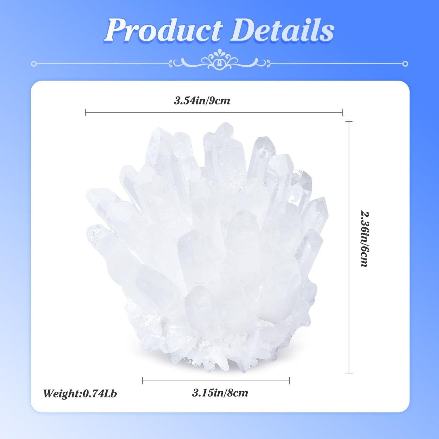Geodora White Crystal Cluster Natural Clear Quartz Cluster Large Raw Crystals for Home Decor, Healing Crystal Stones for Meditation, Yoga, Reiki & Positive Energy, 300-400g Unique Specimen Gift