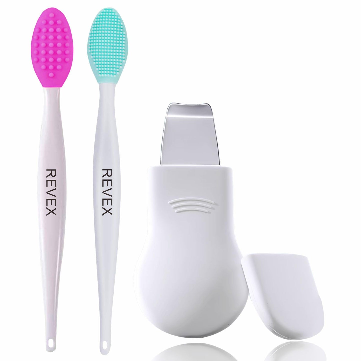REVEX Silicone Nose Blackhead Remover Tool Set,Blackhead Scraper Tool,2Pcs Pore Cleaning Brush, Face Scrubber Skin Spatula, Pore Scrubber for Deep Cleansing,Face Exfoliator Scrubber for Women Men