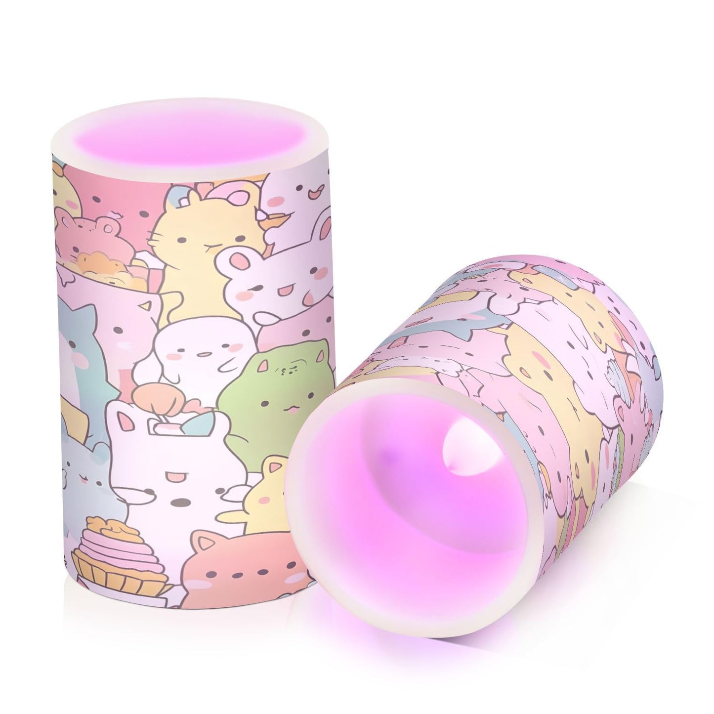 FUGIDOG Cute Cartoon Animal Flameless Candles 2PCS Battery Operated Flickering Pillar Candles Waterproof LED Lights with Remote Control & Timer for Indoor & Outdoor Holiday Decoration