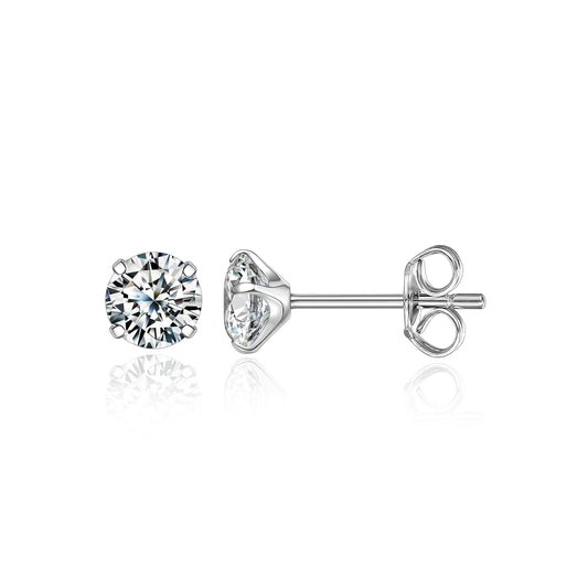 Limerencia G23 Pure Titanium Earrings F136 Implant Grade Titanium Studs 20G Hypoallergenic Round Cubic Zirconia/Princess-Cut/Square/Ball Earrings for Women Men Sensitive Ears(5mm Cubic Zirconia)