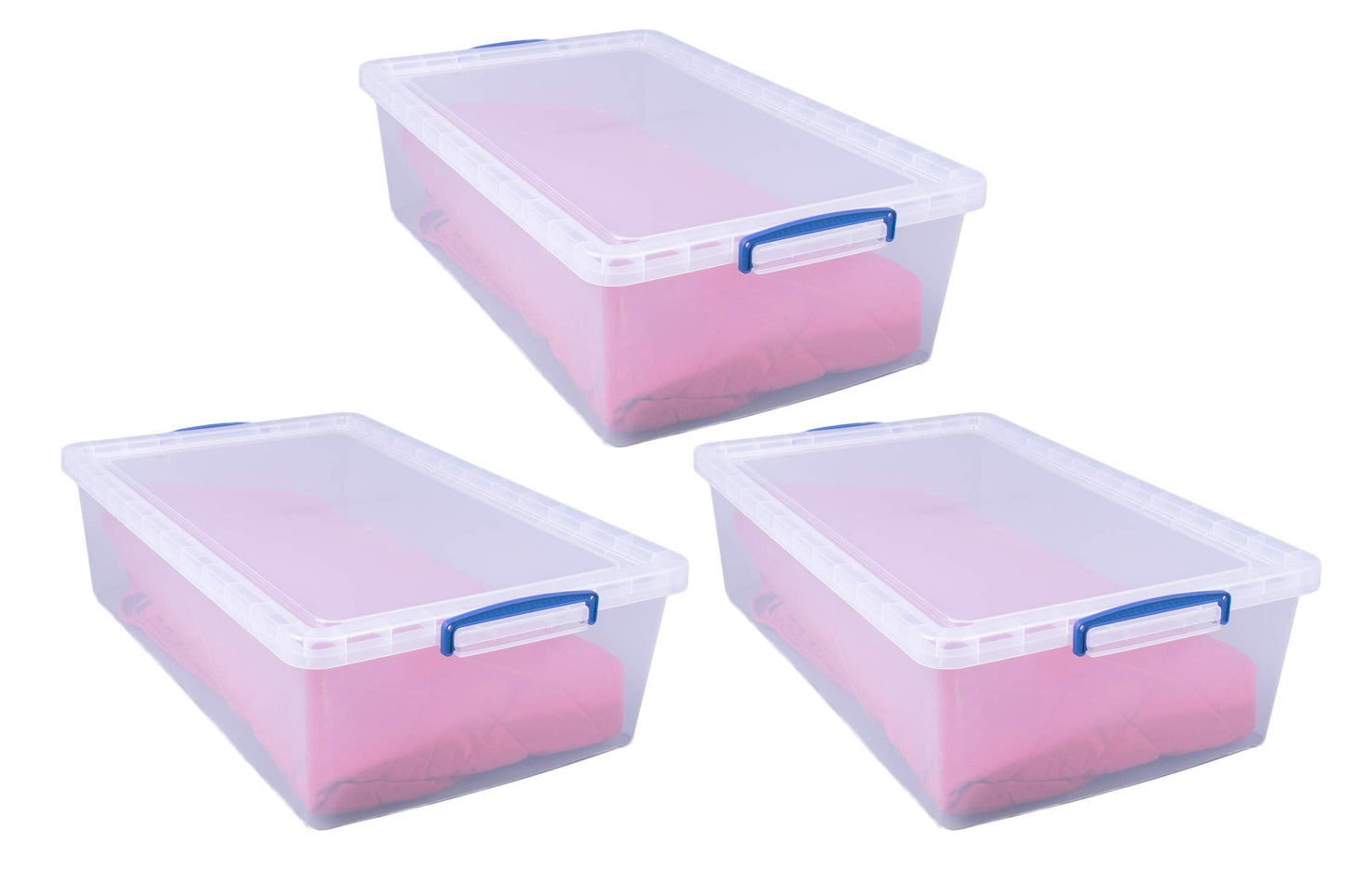 Really Useful Box Nestable Plastic Storage 43 Litre Clear (Pack of 3)