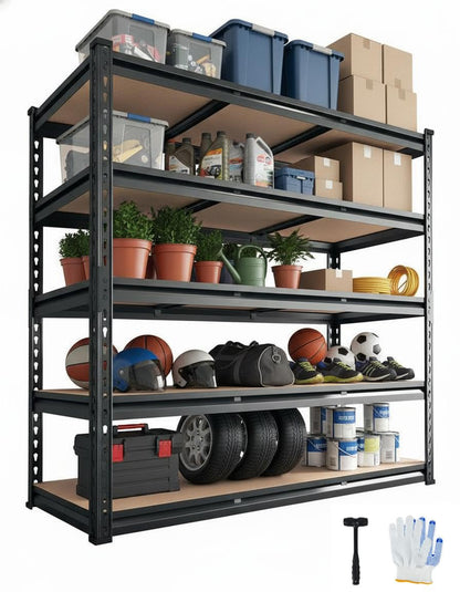 EliteEdge Heavy Duty Garage Shelving Units,5-Tier Adjustable Storage Shelves,60x18x72in,Loads 3000 LBSS,Adjustable Garage Storage Shelving, Metal Storage Utility Racks Shelf Unit