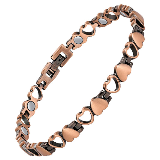 Feraco Copper Ankle Bracelet for Women, 99.99% Pure Copper Magnetic Anklet with 3500 Gauss Neodymium Magnet, Adjustable Jewelry (Heart Shape)