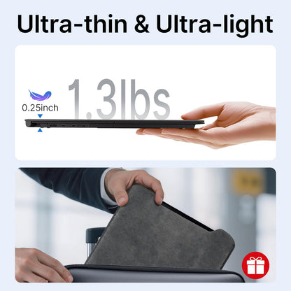 Laptop Screen Extender - Ultra-Thin 1.3lbs 14" FHD IPS Dual Portable Monitor Extension for Laptop, Attachment Plug & Play for 13-17" Laptops, Second Extra Travel Display for Windows/Mac/Android