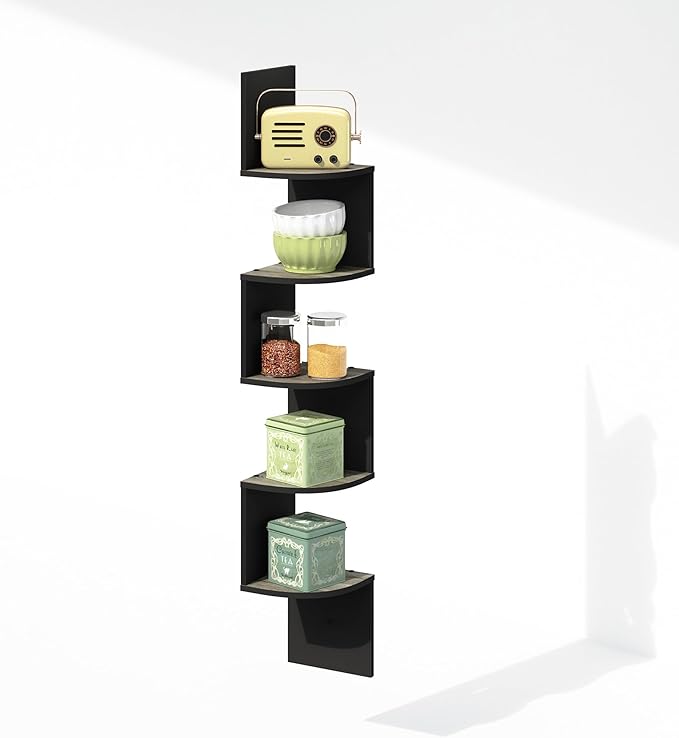 Furinno Rossi 5-Tier Floating Corner Shelf