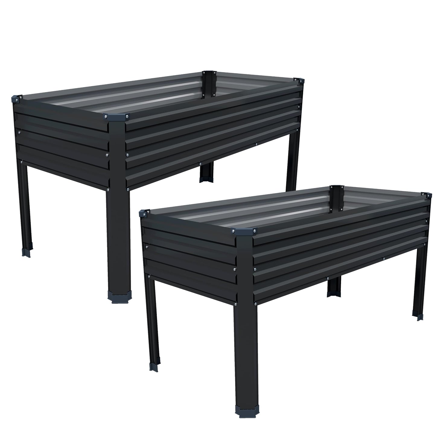 DIIYIV Galvanized Raised Garden Bed with Legs,2PCS 48×24×30in Elevated Planter Box for Backyard,Garden, Patio, Balcony, 350lb Capacity,Planters for Outdoor Plants,Black