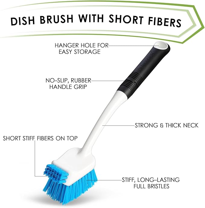 Dish Brush Set of 3 with Water Bottle Brush, Dish Scrub Brush and Scrubber Brush