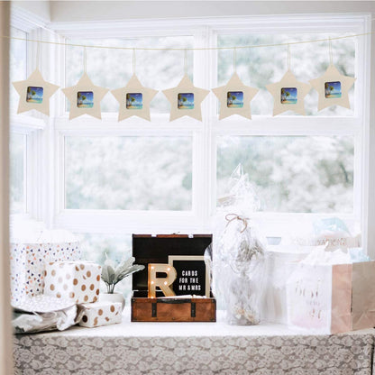 10Pcs Unfinished Wood Picture Frames Star Photo Frame Ornaments Mini Hanging Picture Frames for Crafts, DIY, Home Decoration