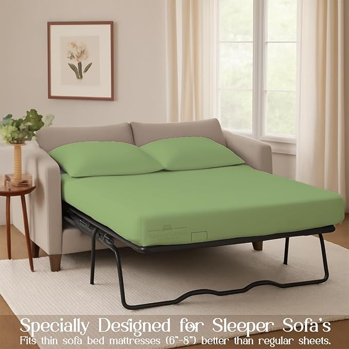 Sleeper Sofa Bed Sheet, 100% Cotton 400 Thread Count, 4 Piece Set, Deep Pocket