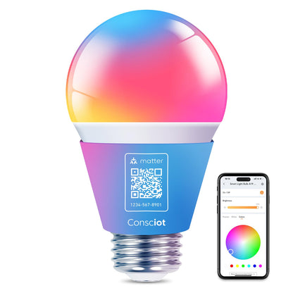 Consciot Smart Light Bulbs, WiFi Bluetooth Color Changing LED Light Bulb, Music Sync, 60W Equivalent Smart Bulb, A19 E26 RGBTW Light Bulbs That Works with Alexa/Google Home/Apple Home/Siri, 3 Pack