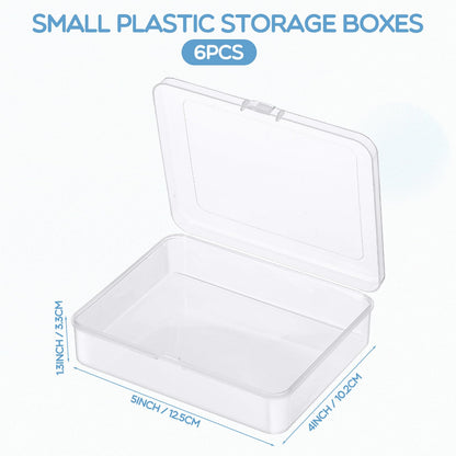 Jetec 6 Pieces Mini Plastic Clear Beads Storage Containers Box for Collecting Small Items, Beads, Jewelry, Business Cards, Game Pieces, Crafts (5 x 4 x 1.3 Inch)