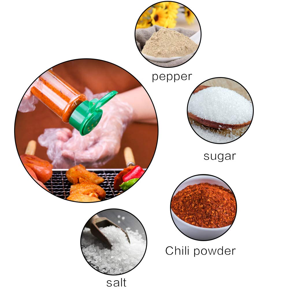 FEOOWV 100 Pcs Empty Plastic Spice Bottles Set for Storing Barbecue Seasoning Salt Pepper and More 75 ml/2.5 oz (Green)