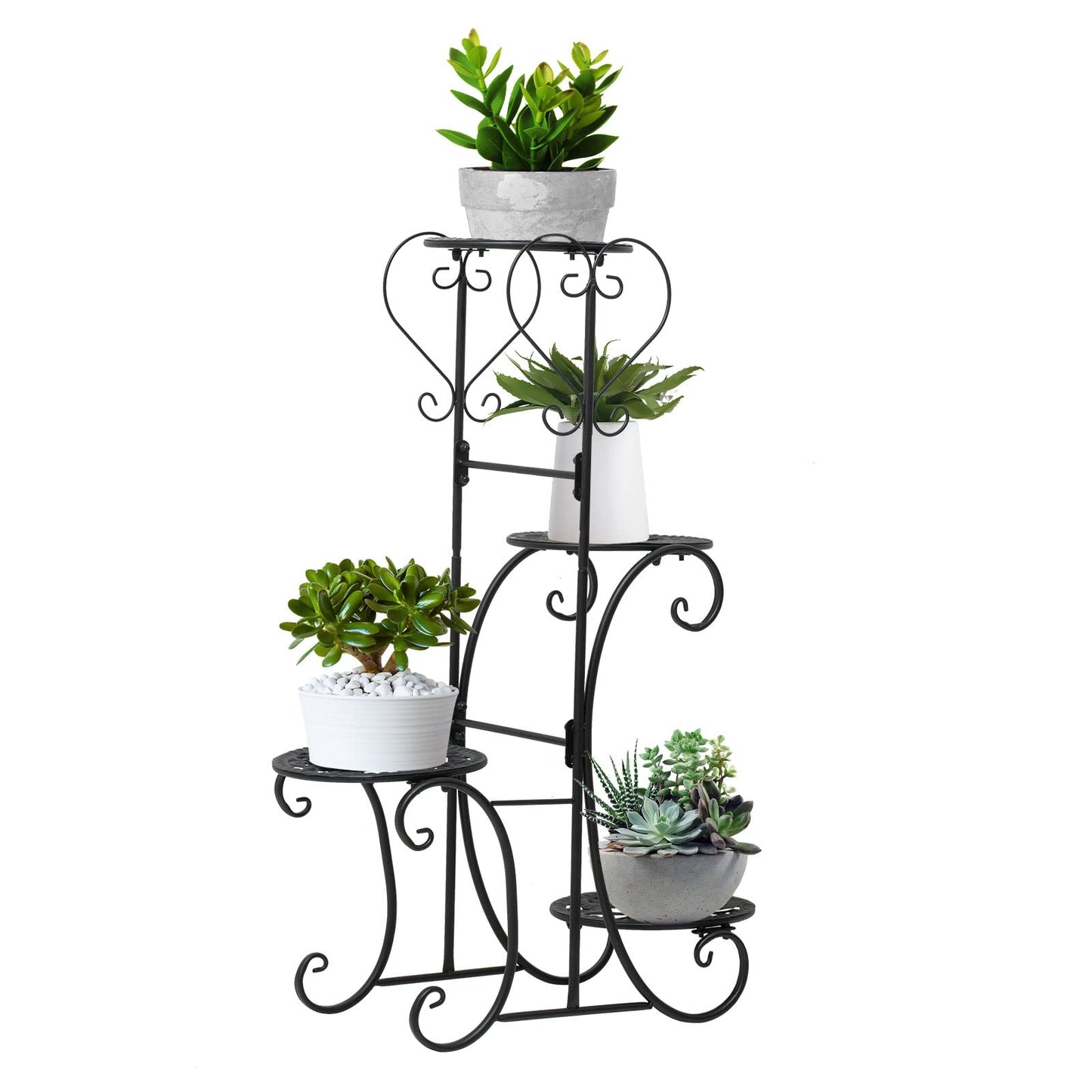 njxbrek 4 Tier Plant Stand, Plant Stand Indoor Outdoor Shelf Metal Holder Pot Rack, Flower Pot Holder Display Racks for Garden Patio Lawn Balcony Office