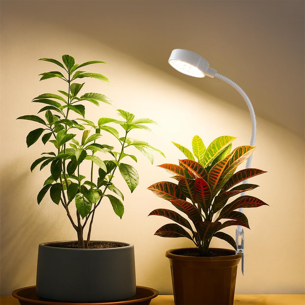 WeeLeeGoo Grow Light, Pot Clip LED Growing Lamp for Indoor Succulents Pot Mini Small Plants,6000K White Full Spectrum with 5-Level Dimmable, Auto Timer 4/8/12/18 Hrs