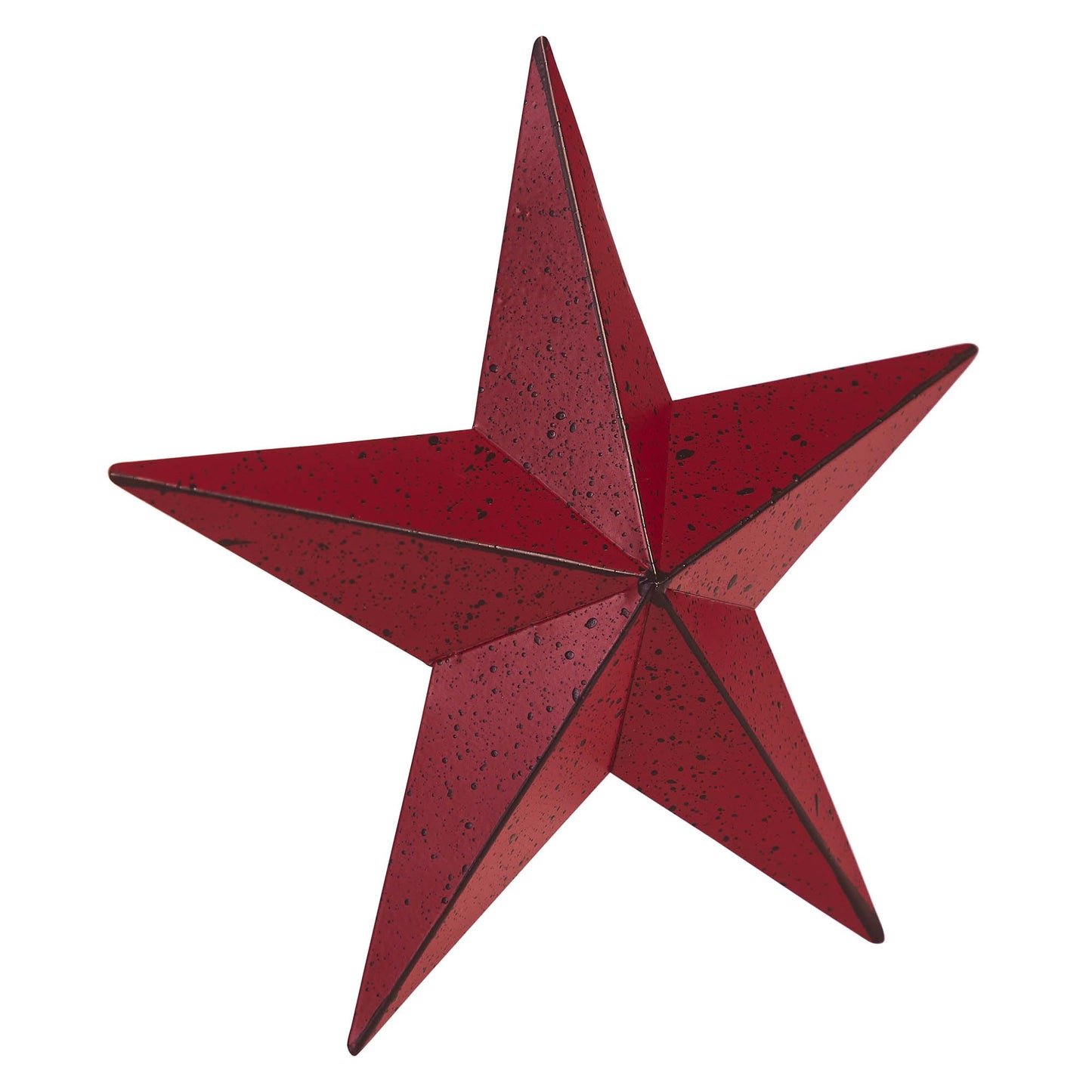 VHC Brands Patriotic Faceted Metal Star Wall Hanging 8x8, Distressed Appearance, Burgundy, Independence Day Decor