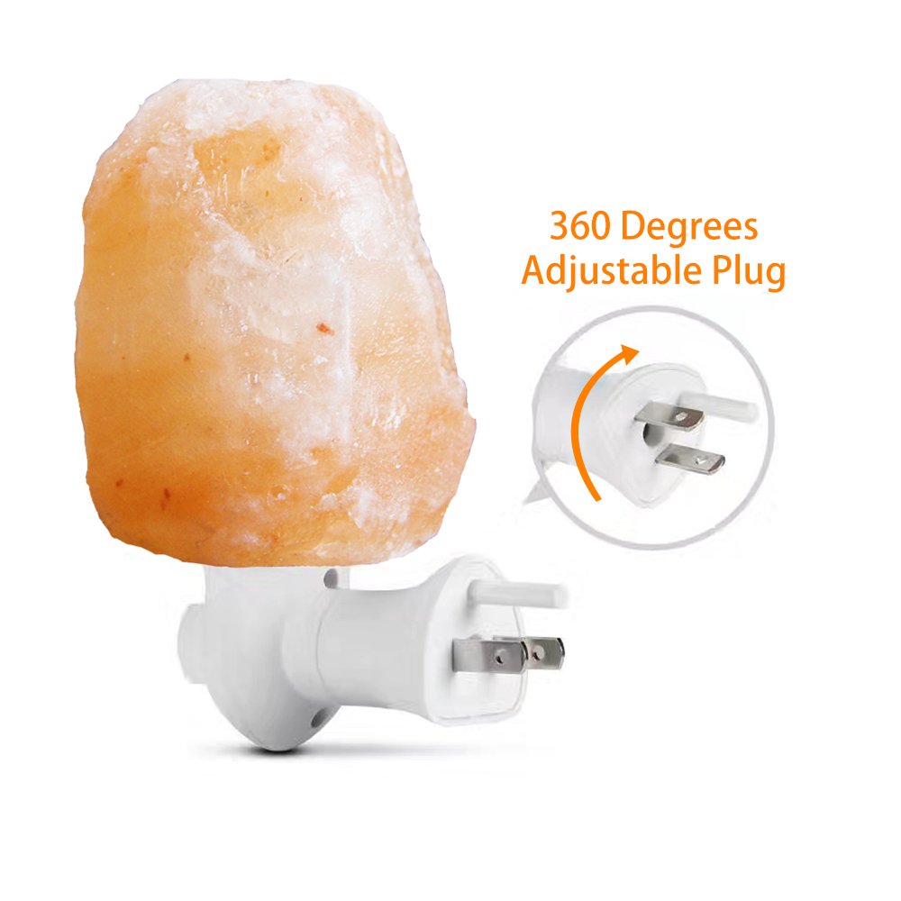 pursalt Himalayan Salt Lamp Night Light Plug in, Certificated 360 Degree Rotatable Wall Plug with Extra 2 Replacement Bulbs Bathroom Bedroom Night Light, Pink Crystal Rock Salt Hand Crafted