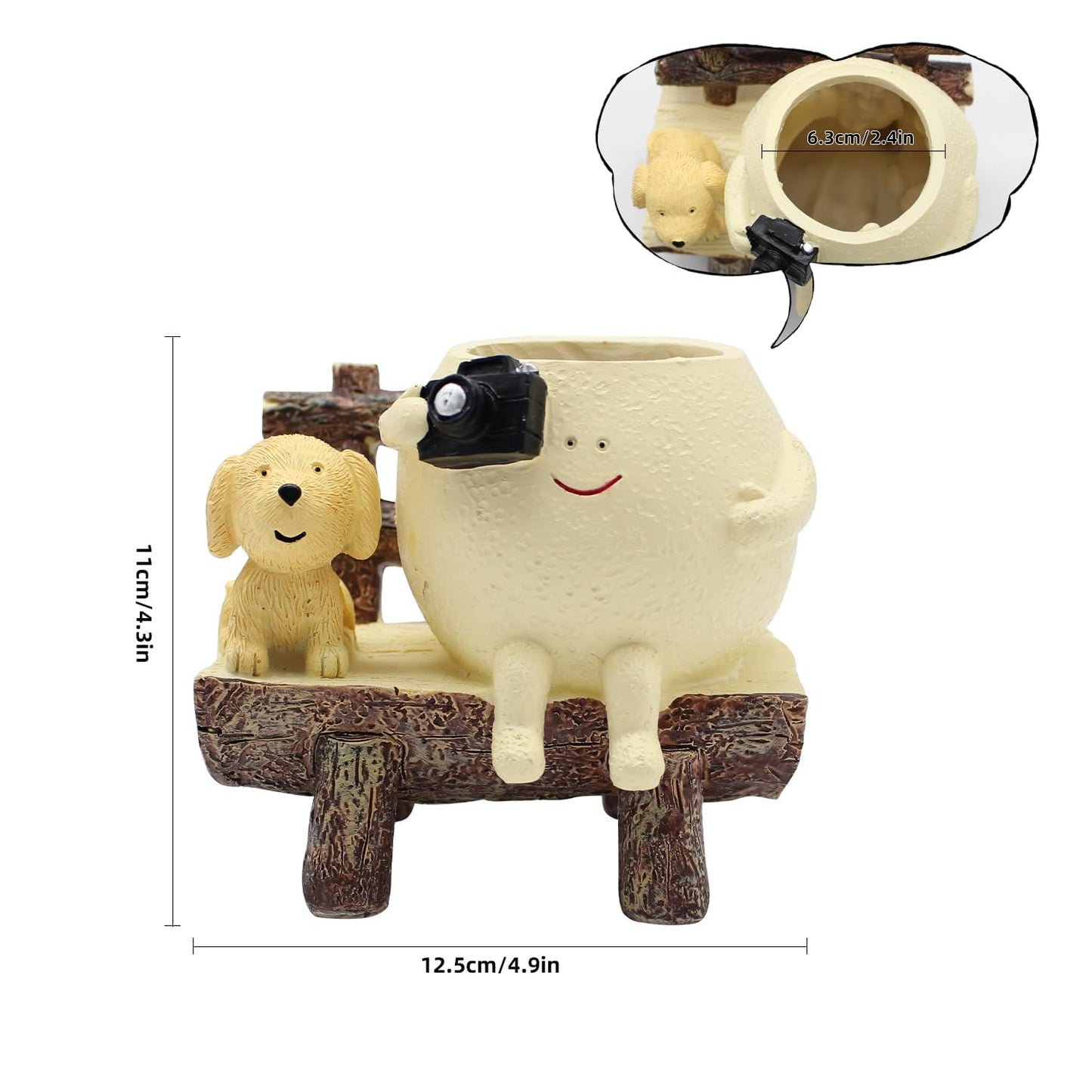 ERRSOU Smiley Face Planter Pot, Cute Funny Resin Bench Face Plant Pots with Drainage Hole, Unique Head Succulent Planter for Indoor Outdoor Flower Gifts for Plant Lovers