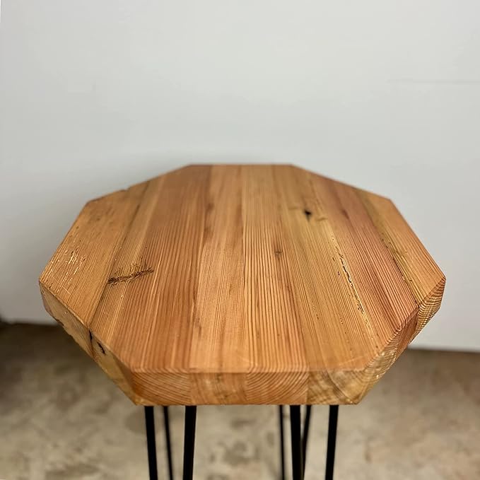 Modern Timber Craft Reclaimed Wood Hairpin Leg Table | 16" Rustic Small