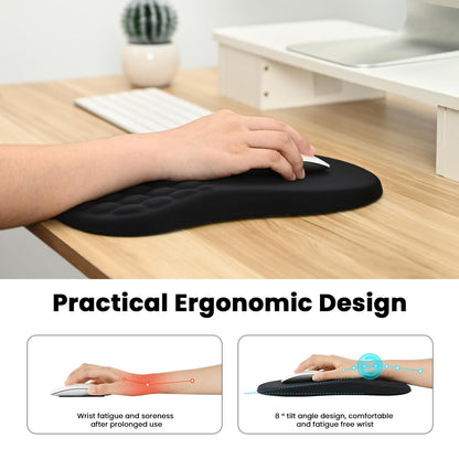 EooCoo Mouse Pad Wrist Support with Massage Design, Ergonomic Mouse Mat Gaming, Wrist Rest Pain Relief Mousepad with Memory Foam & Non-Slip PU Base, Home Office Accessories (12x8 inch,Black)