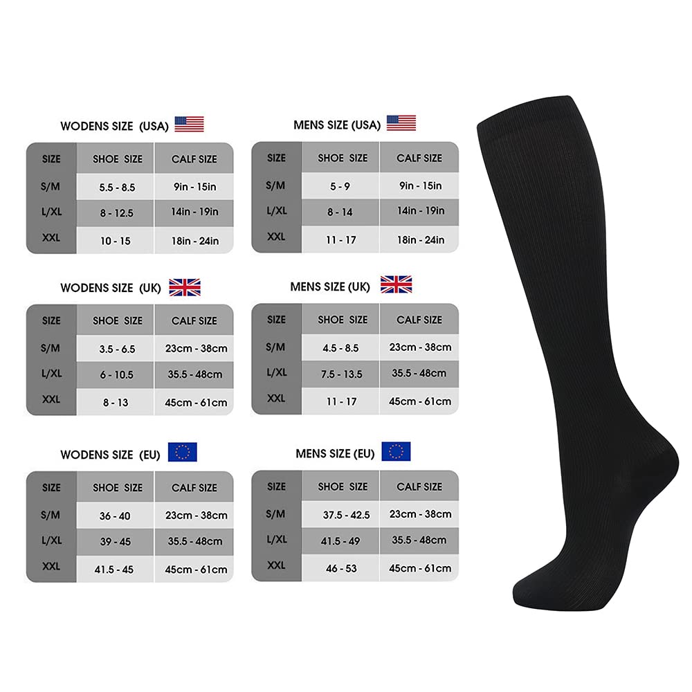7 Pairs Compression Socks for Women & Men 15-20 mmHg is Best Athletic & Medical for Running Flight Travel Nurses