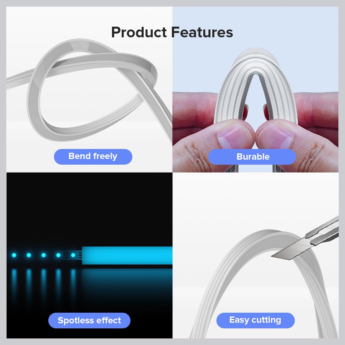 BTF-LIGHTING Silicone LED Channel System 16.4Ft Flexible Milky White Cover DIY Spotless Tube for ≤6mm Width LED Strip,Neon Rope Light Channel Diffuser, for Kitchen Cabinet, Room, Patio(No LED Strip)