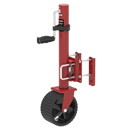 TOWKING 8-inch Wheel Trailer Jack, 13" Vertical Movement, 2000 lbs, for RV, Boat, Trailer and More, Red