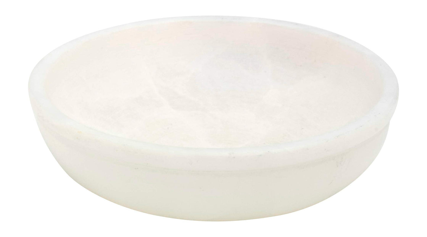 Handcrafted Soapstone Incense Bowl – White Scrying Bowl for Smudging, Diameter 3.93 Inches, Natural Stone Aromatherapy Dish, Decorative Meditation Vessel, Eco-Friendly Incense Holder