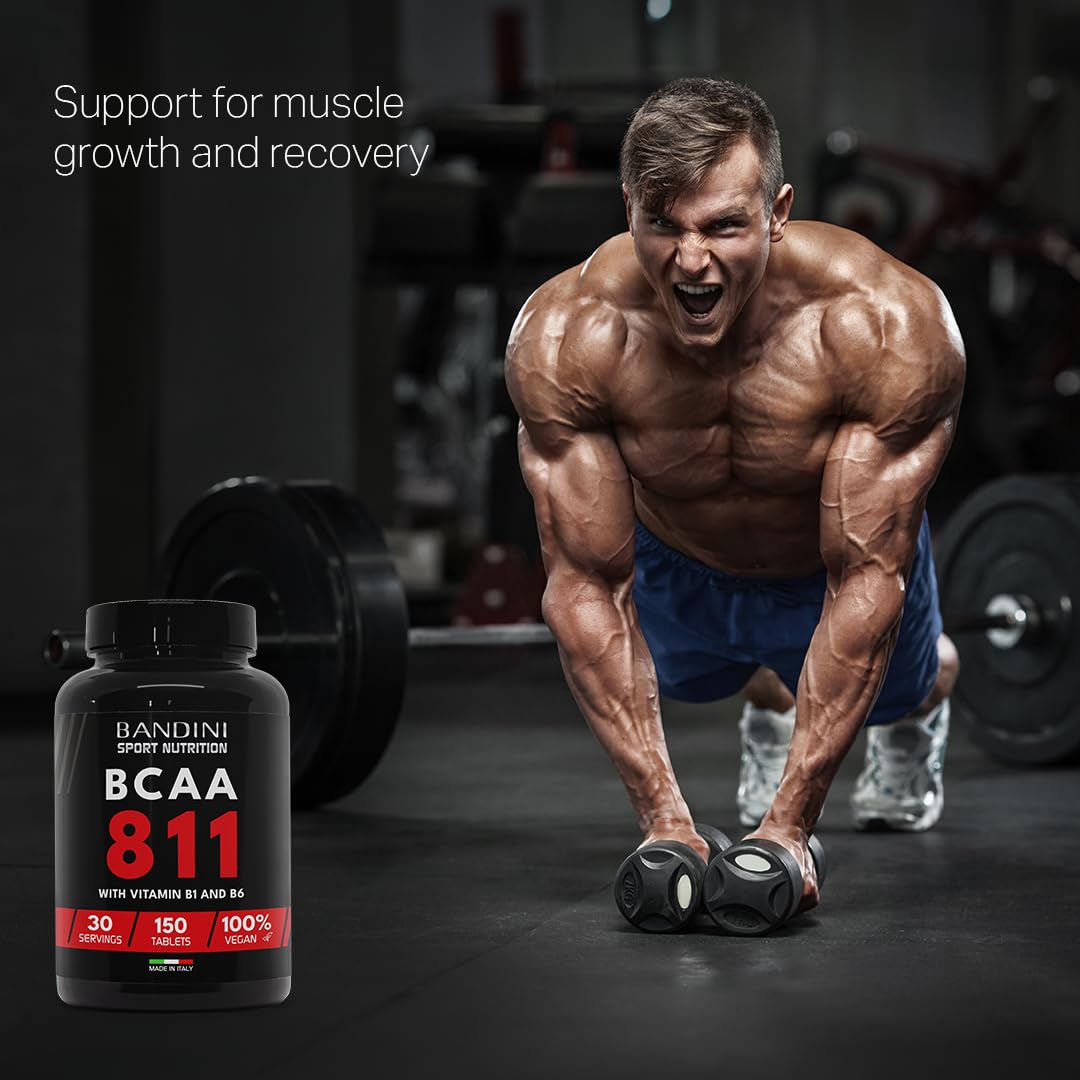 Bandini® BCAA 8.1.1 150 Tablets - BCAAs 8:1:1 Branched Chain Amino Acids | L-Leucine, L-Isoleucine, L-Valine | Enriched with Vitamin B1 and B6 | Lactose Free & Vegan | Pre and Post Workout Supplement
