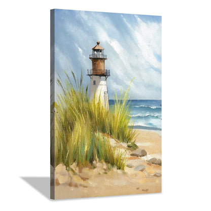 Hardy Gallery coastal wall art lighthouse pictures: beach wall decor coastal artwork nautical ocean print in beach canvas painting for bathroom 11" x 16"