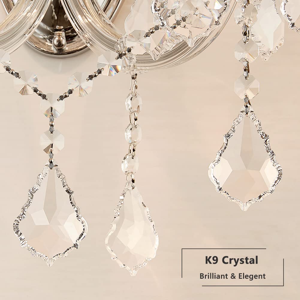 TMAFON Crystal Wall Lights, Modern Sconces - Brilliant 2 Light Maria Theresa Wall Lamp Light Fixtures, Wall Mounted Lamp for Bedroom, Living Room, Bedside, Corridor