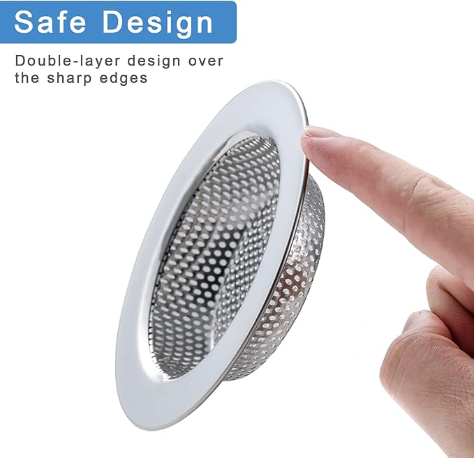 3 Pcs Sink Strainer for Most Kitchen Sink Drain Basket, Upgraded Double-Layer