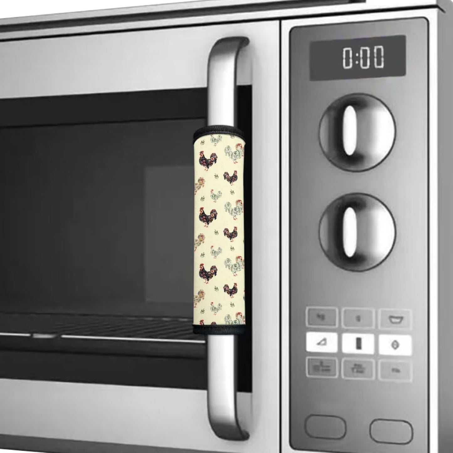 HUISEFOR Rooster Refrigerator Handle Covers Set of 4 Adjustable Fridge Microwave Dishwasher Door Cloth Protector Non-Slip Kitchen Appliance Handle Cover Gift for Friends