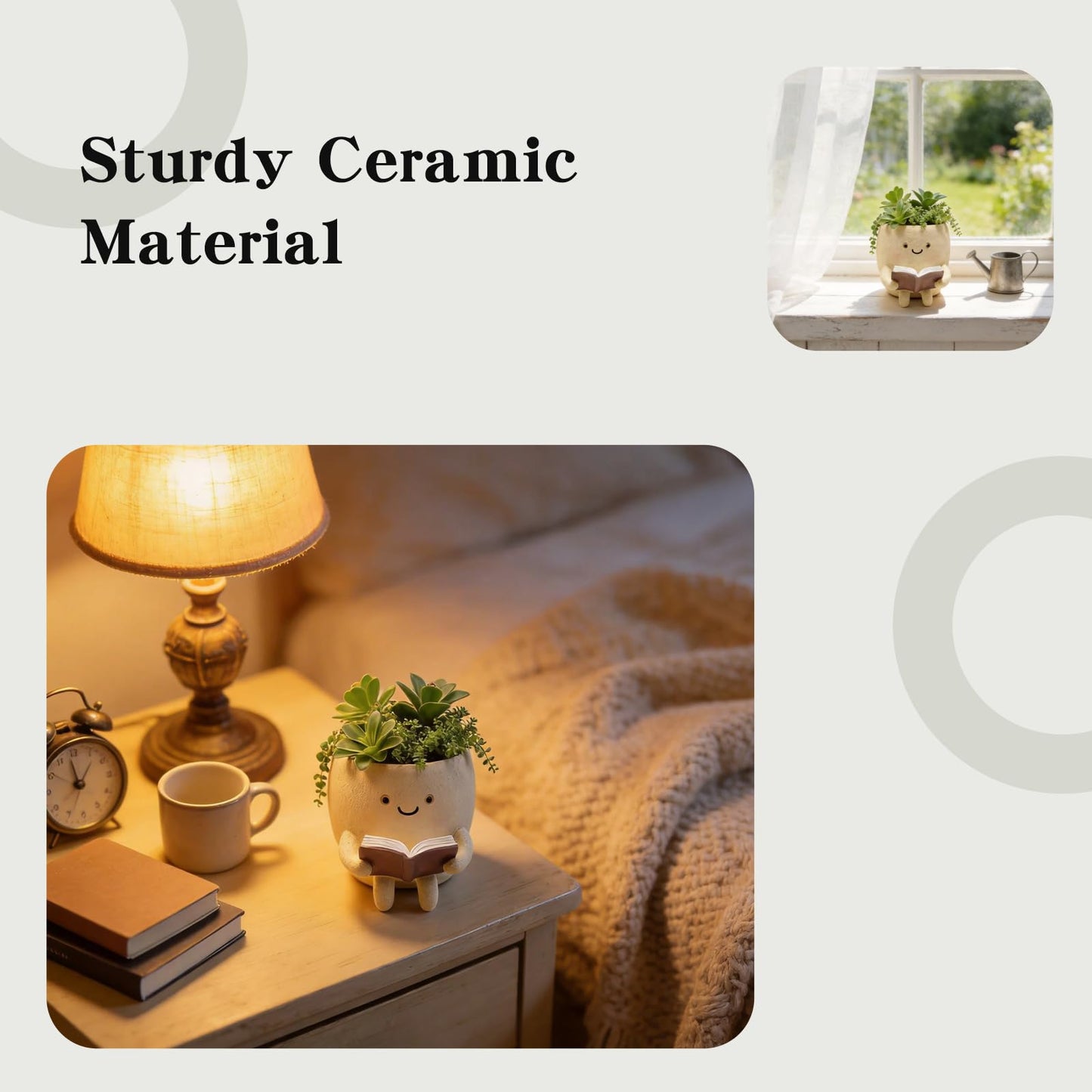 DZHPSRSZ Cute Plant Pots Rocking Chair Reading Planter, Unique Planters for Indoor Plants with Drainage Hole, Cute Planters Creative Plant Pot,Ideal Choice