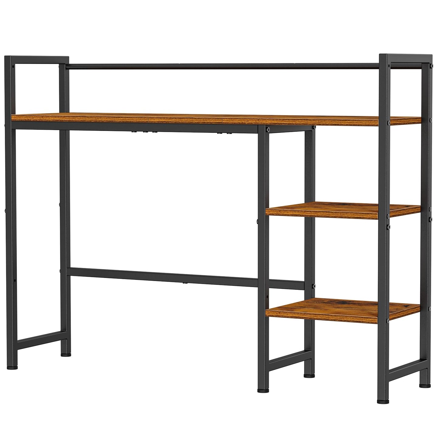 Snughome Desk Shelf, 38.6" Desktop Organizer Shelf, Desk Hutch for Computer Monitor, 4 Tier Desktop Display Rack, Wood Desktop Bookshelf Storage Rack for Home Office Dorm, Rustic Brown