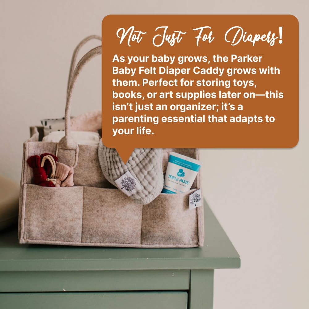 Parker Baby Diaper Caddy - Nursery Storage Bin and Car Organizer for Diapers and Baby Wipes - Oatmeal, Regular