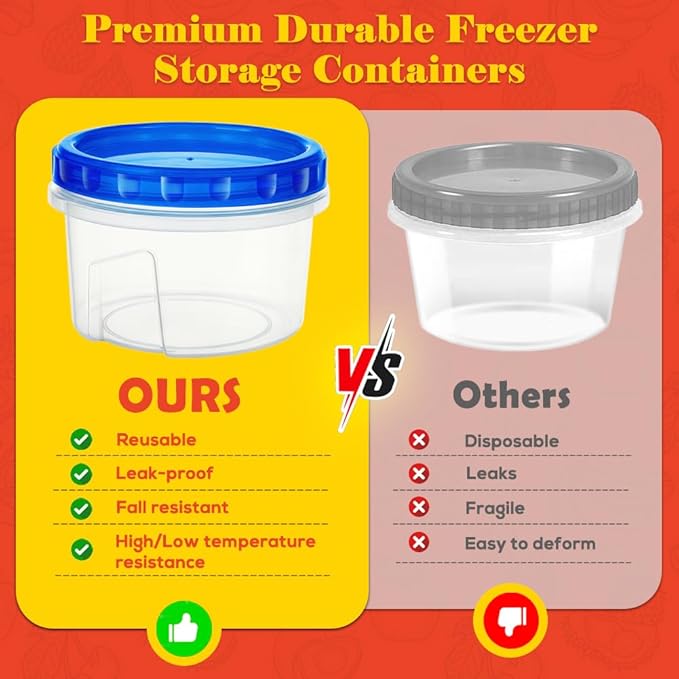 12 Pack 17oz Reusable Freezer Storage Containers