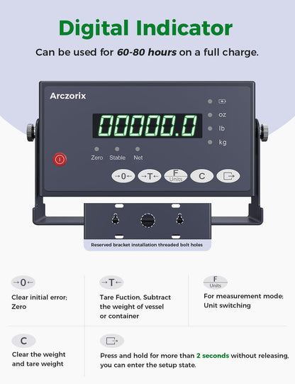 48"x 48" 10000Lbs Arczorix Industrial Floor Scale, Precision Pallet Scale with Digital Indicator, Heavy Duty Weighing Scale for Floor Bench Office Weight Weighing