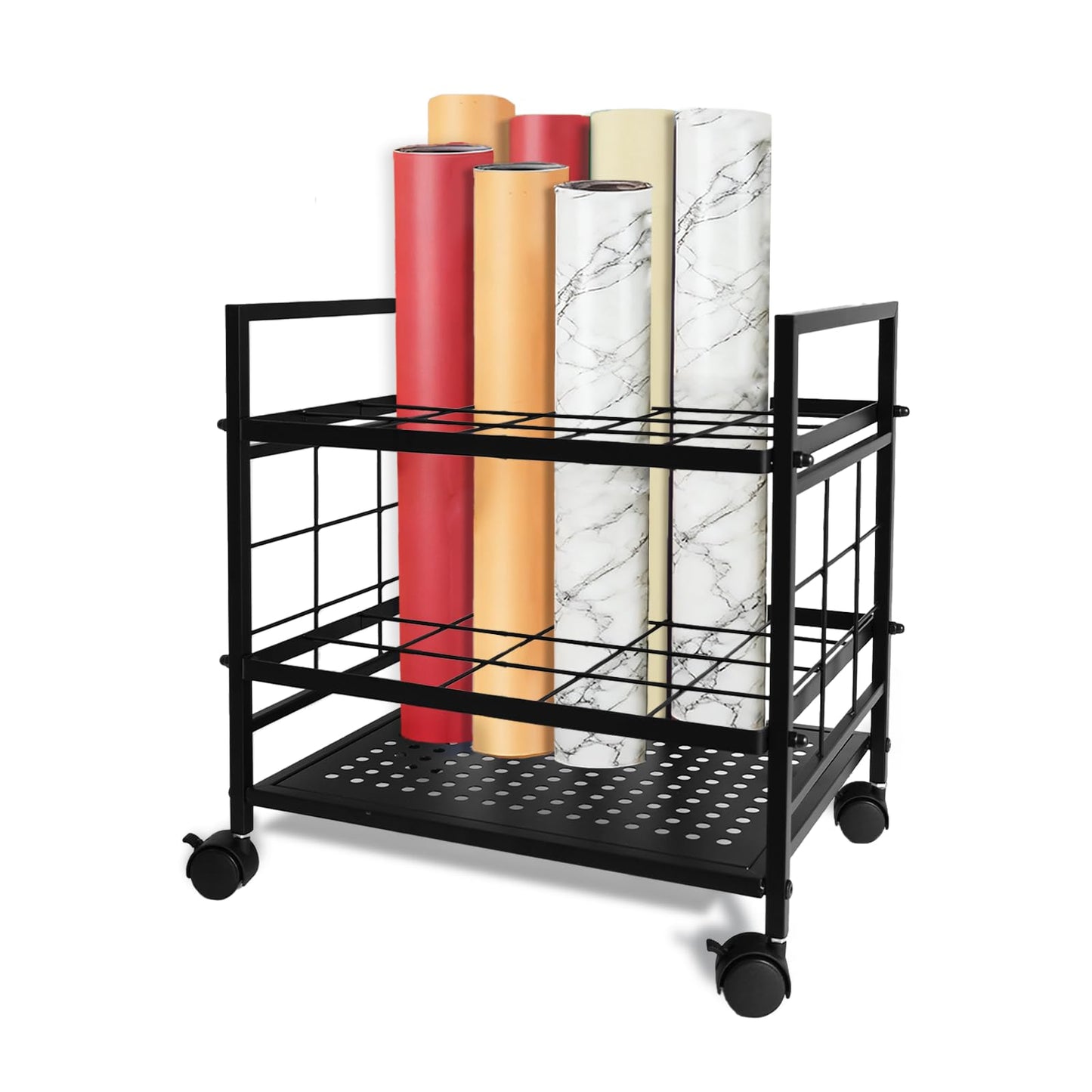NAXYOO Blueprint Organizer with Rolling Wheels, 20-Slot Storage Rack – Mobile Cart for Blueprints, Maps, Posters, Architectural Plans. Ideal Holder for Home, Office, Studio, School