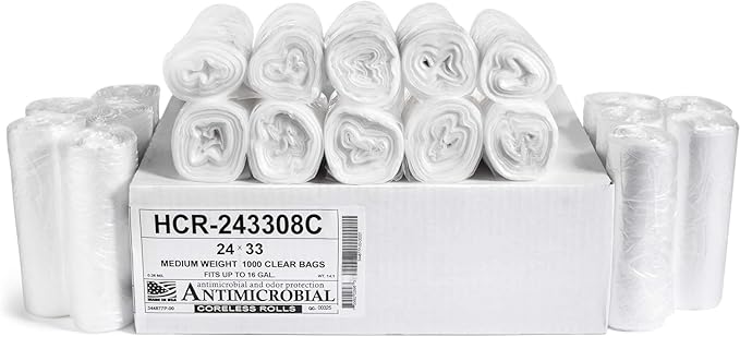 Aluf Plastics High Density Trash Bags, 16 Gallon, 8 Micron,