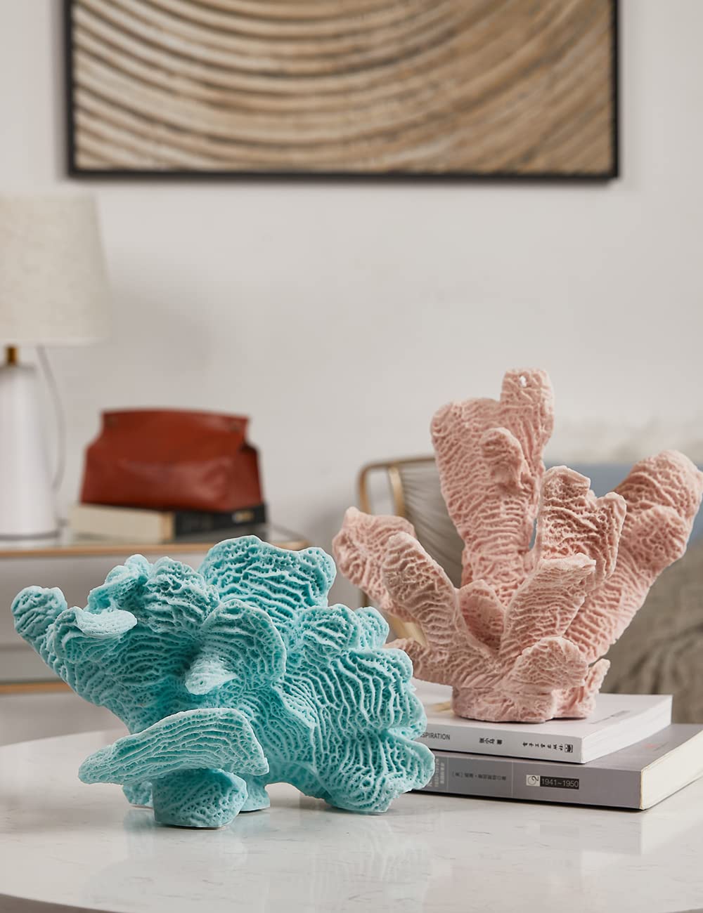 HAUCOZE Coral Decor Ocean Sculpture Statue Modern Home Art 9.4 Inch